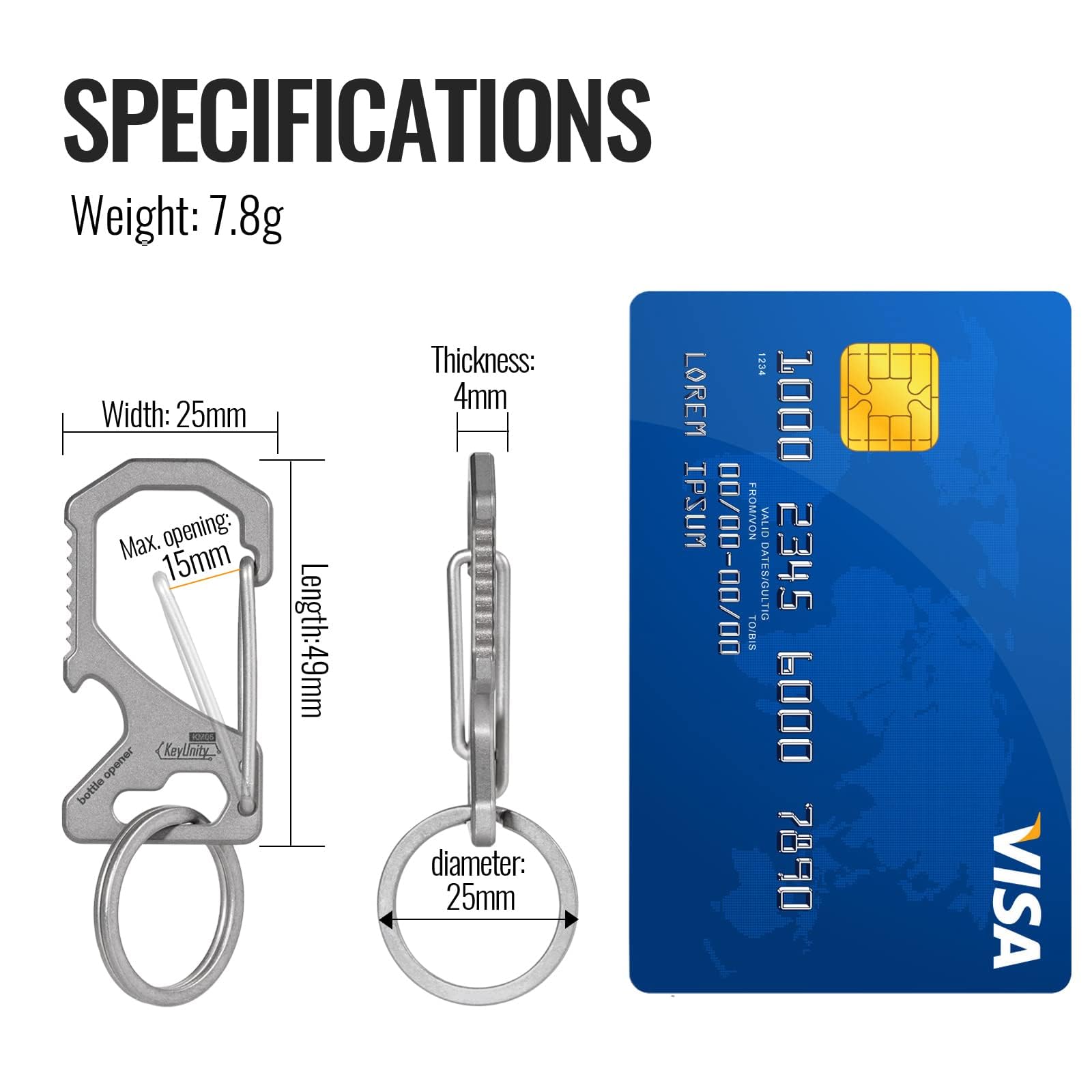 KeyUnity Keychain Carabiner Clip, Anti-Lost Quick Release Titanium Key Holder, 2 inch Key Organizer Heavy Duty for Men & Women(KM05) - Image 2