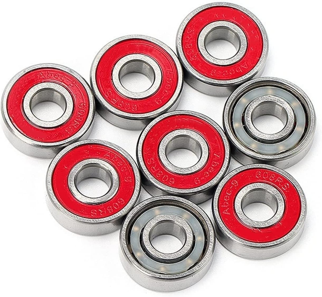 Bearings 8pcs 608 Inline Skates Bearing+1 Skateboard Bearing Cleaner Bottle+Competitional Skating 608 Bearing Disassembling Tool