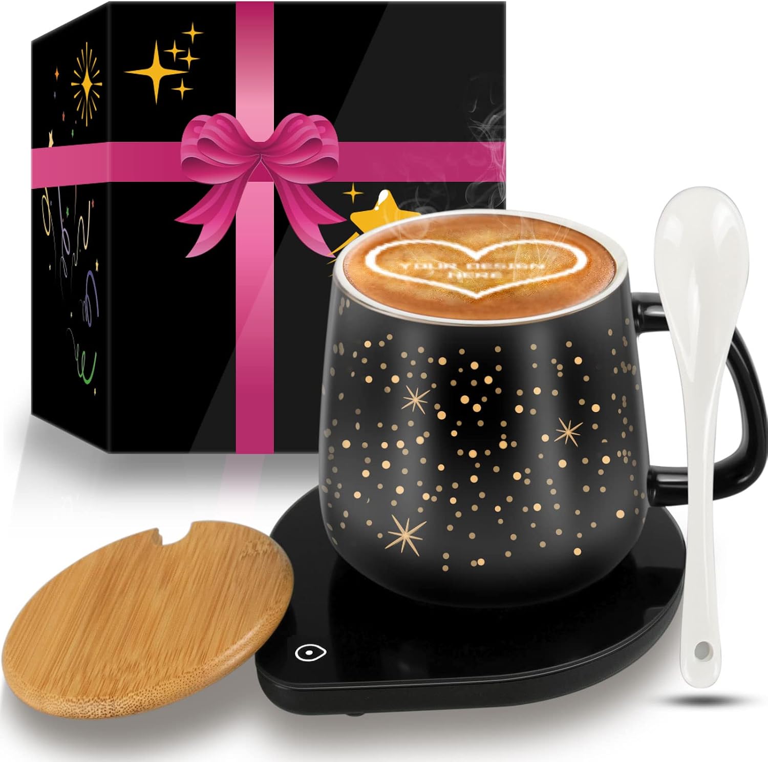 Coffee Mug Warmer: Coffee Warmer for Desk Office Home, Electric Beverage Warmer with 2 Temperature Setting & Auto Shut Off, Smart Mug Warmer Plate with Cup for Christmas/Birthday Gift