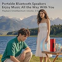 Vista 4 de COOPERS Altavoz Bluetooth portátil, altavoz Bluetooth inalámbrico, altavoces impermeables IPX5 con luces RGB, graves profundos de sonido estéreo Rojo