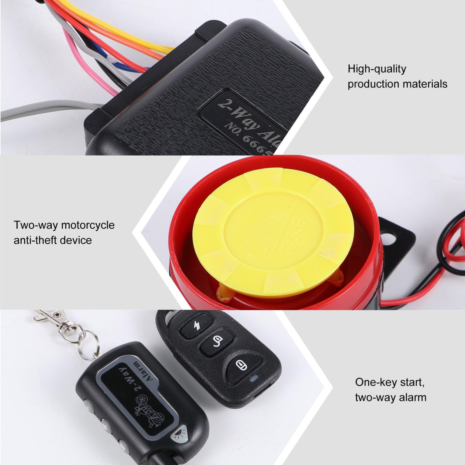 INOOMP Système D'alarme Alarme Anti-Ouverture à Distance pour Moto et Motorbike Bidirectionnel Abs Cuivre Petite Taille Alarme de Vibration pour Usage Extérieur