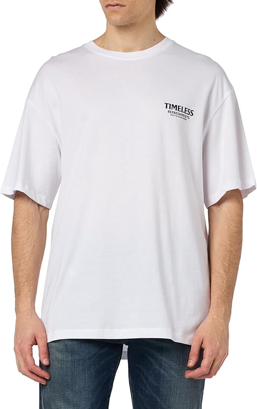 JACK & JONES Camiseta Jorancient Tee SS Crew Neck TG Para Hombre, Blanco Brillante/Estampado: Timeless, XCH