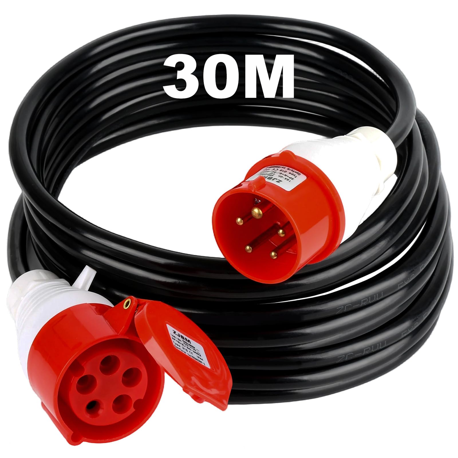 TEOV CEE Verlängerungskabel 30M, IP44 5G 2,5mm² Starkstromkabel Gummi, 400V 16A CEE Starkstromkabel für Baustellen Gewerbe Außenbereich Landwirtschaft