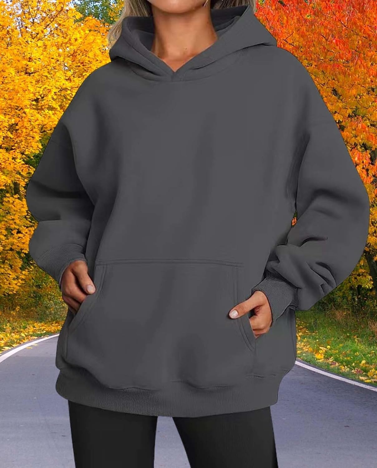 Womens Hooded Pullover Sweater Fashion Casual Loose Version With Pockets Spring And Autumn Hooded Sweater - Image 6