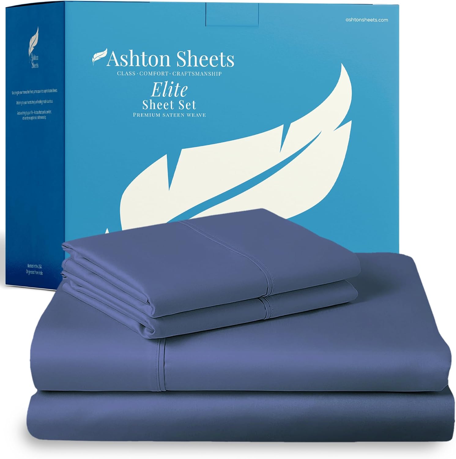 100% Egyptian Cotton Sheets Twin Size - Luxury 800 Series Elite Collection Egyptian Cotton Twin Size Bed Sheet Set (3 PC, Deep Blue), Soft, Cooling, 16" Deep Pocket Sateen Hotel Bedsheet