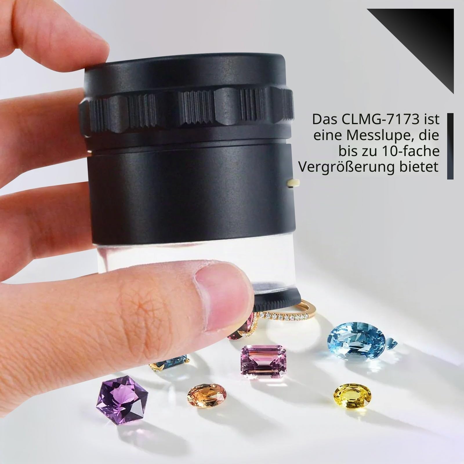 Schmucklupe, LED-Skalenlupe 10x Vergrößerung mit 8 LEDs und Einstellbarer Brennweite, Juwelierlupe für Schmuck, Edelsteine, Münzen, Hobby, Diamanten (Austauschbare Skala)