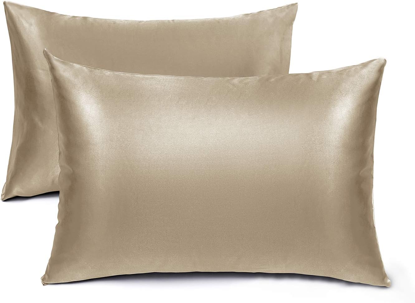HARBOREST Premium Slip Satin Pillowcase - Luxury Pillow Covers for Hair and Skin with Envelope Closure, Queen Size Set of 2 (20"x30",Champagne