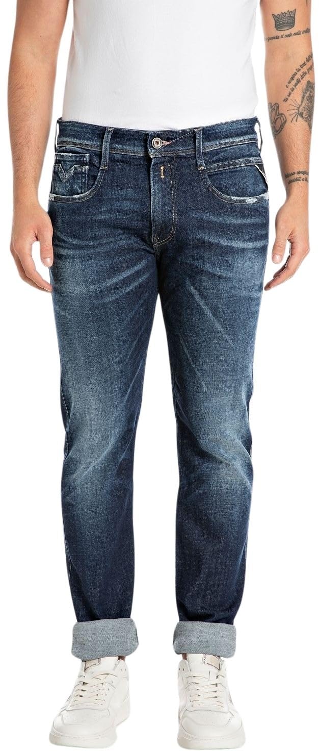 Replay Men's Anbass Slim-Fit Aged Jeans