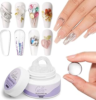 Gellen 3D Gel Nail Art - Molding Gel for Nails 30g 3D Sculpting Gel Non-Sticky Hand Clear Hard Gel for Nails 3D Sock Off UV/LED Nail Gel for Nail Art DIY at Home