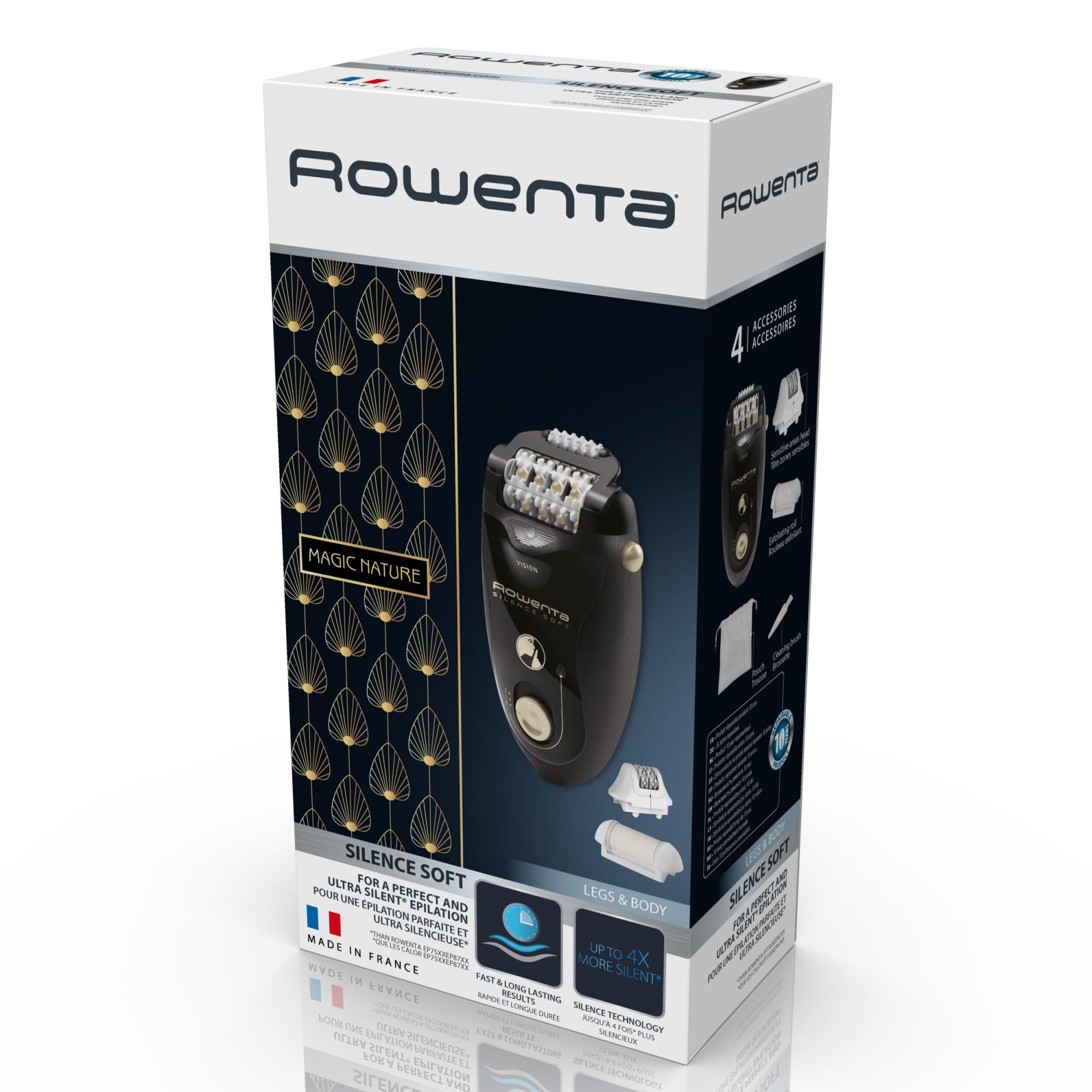 Rowenta Extreme Silence, Epilatore ad Alta Precisione con 24 Pinzette, con Tecnologia Micro-Contact Comfort e Funziona Vision, Esfoliante e Facile da Pulire, EP5628F0