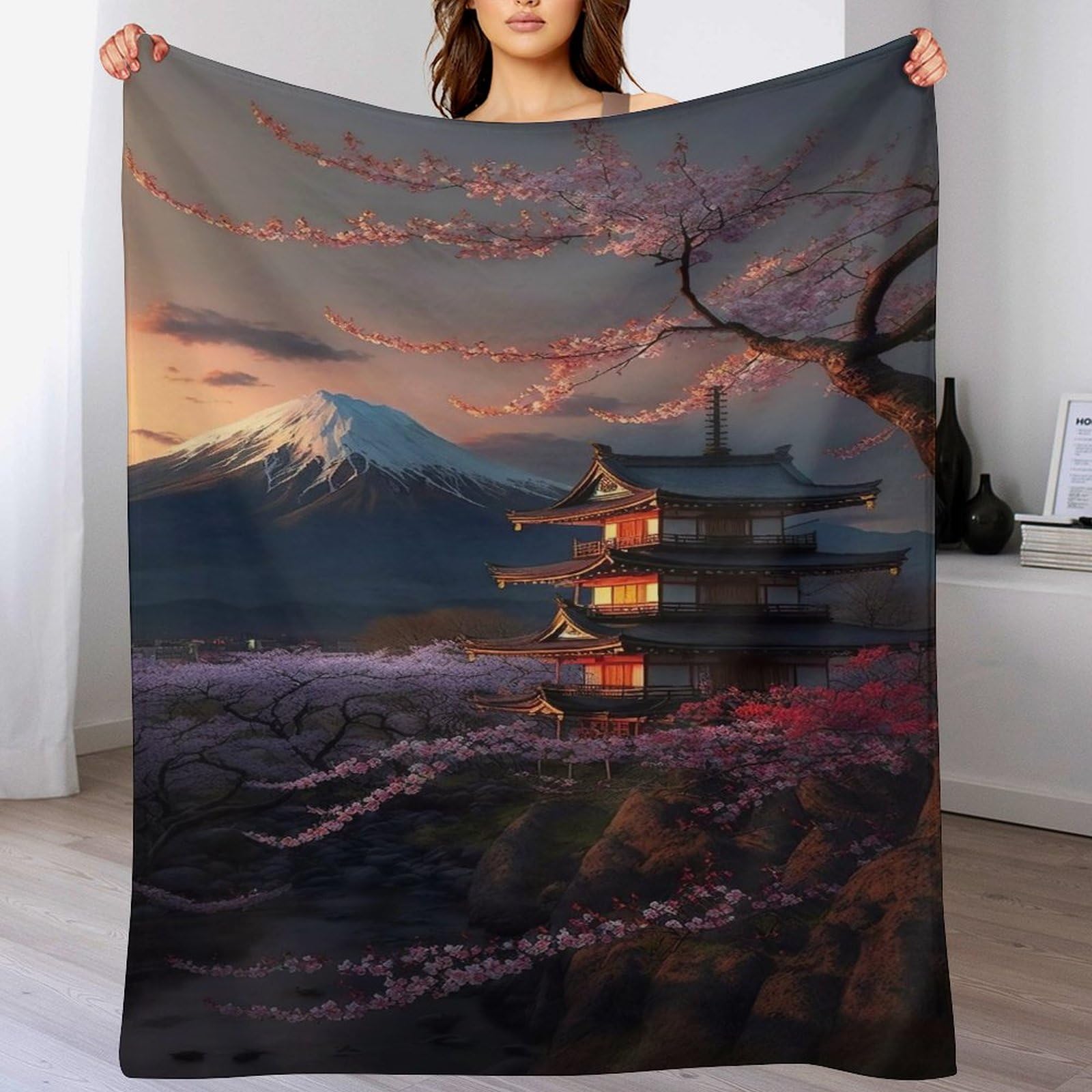 Couverture en flanelle de style japonais 140x180 cm pour canapé