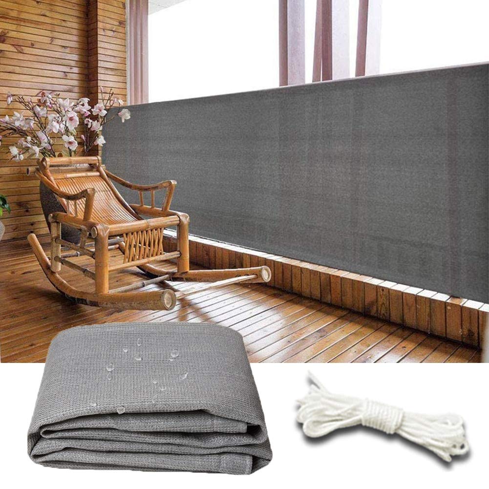 WUZMING Balcon Brise-Vue, Extérieur Pare-brise Anti-UV Trou En Métal Durable Avec Corde Libre Jardin/Balcon/Garde-corps, 50 Tailles (Color : Gray, Size : 80x700cm)