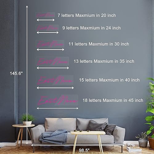 Miniatura 7 de Letreros de luces LED de neón, personalizables, para fiesta, boda, cumpleaños, hogar, dormitorio, uso en interiores, varios tamaños, texto de color,