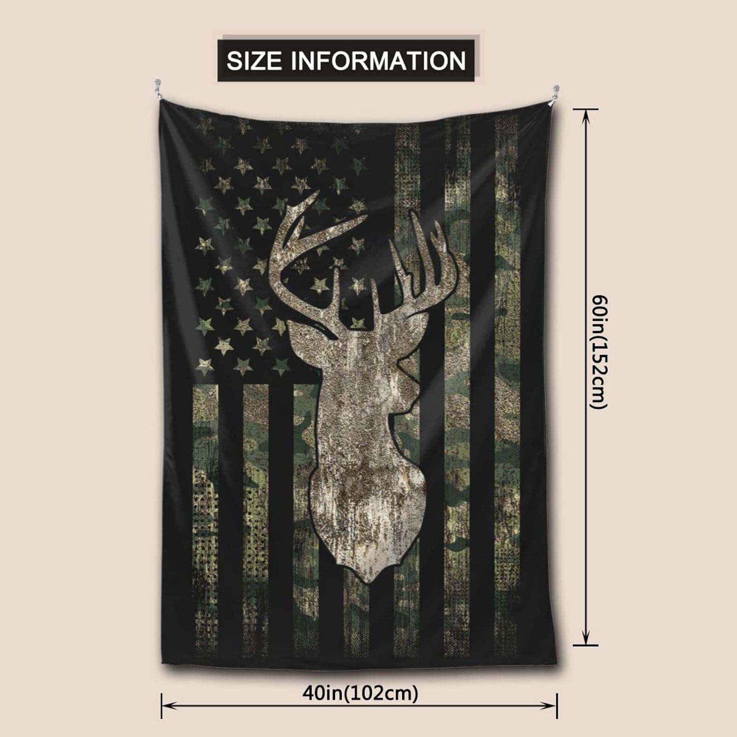 MINIOZE Camo Camouflage American Flag Hunting Deer Tapestry Wall Hanging Home Decoration Bedroom Decor Living Room Balcony 40 X 60 Inch