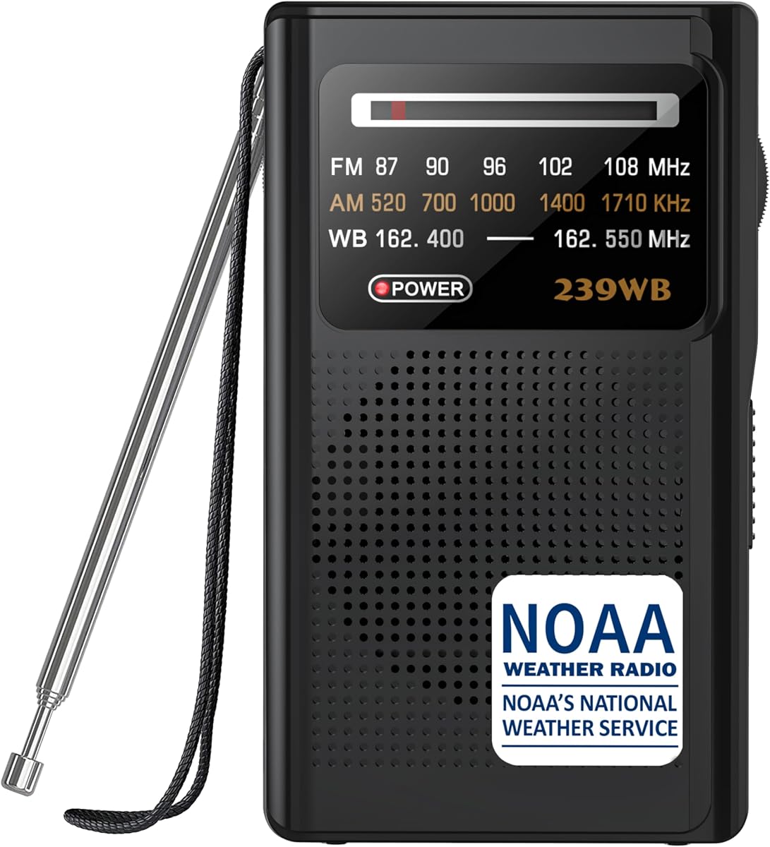 Greadio NOAA Weather Radio, Transistor Battery Operated AM FM Radio