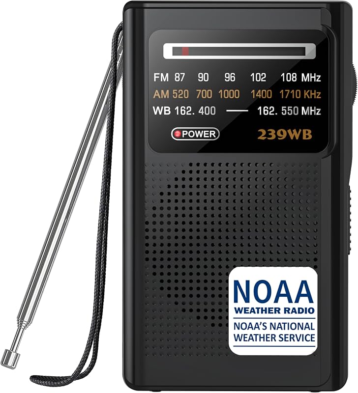 Greadio NOAA Weather Radio, Transistor Battery Operated AM FM Radio