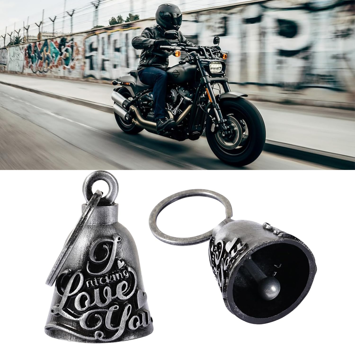 Motorcycle Bell for Biker Good Luck Riding Bells with Hanger Motorcycle Accessory or Keychain for Luck Rider Gift - Image 7
