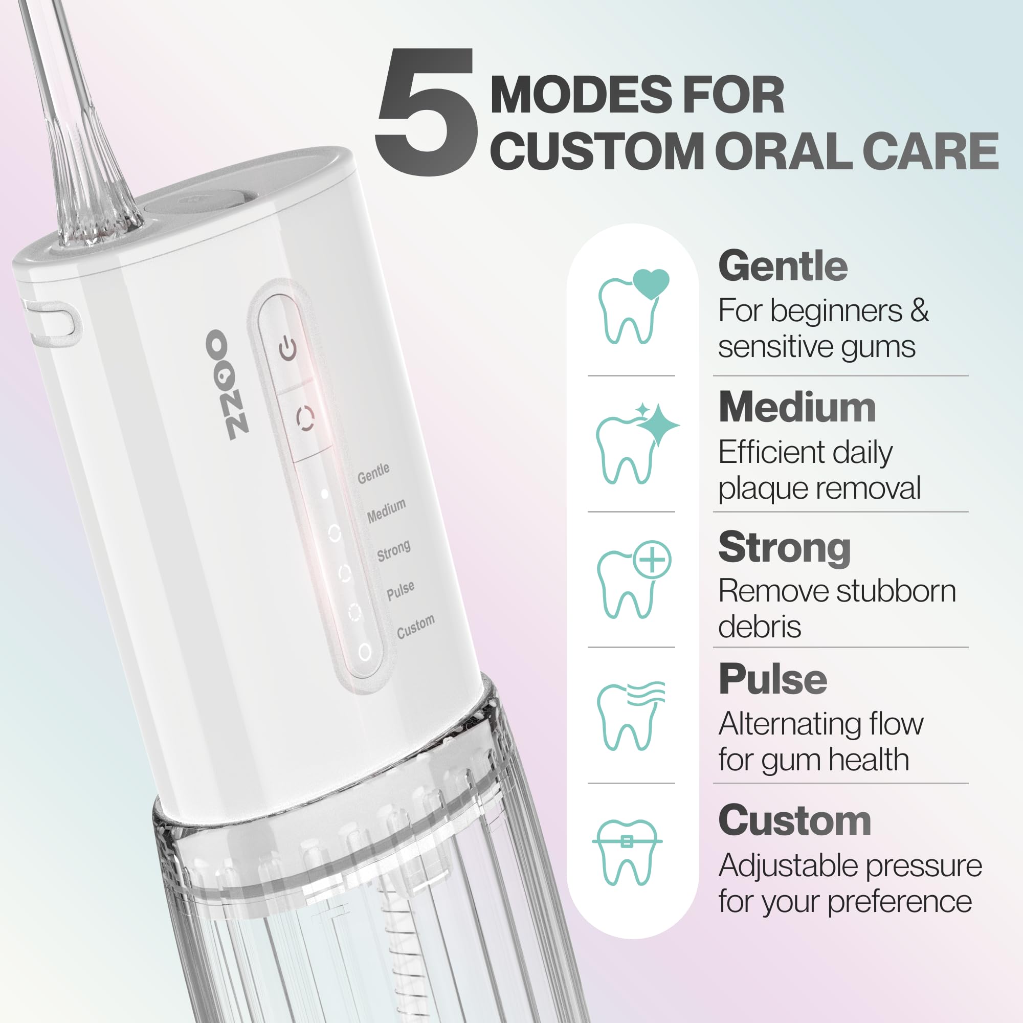 Image secondaire de Irrigateur buccal de voyage OOZZ avec USB-C et 5 modes de nettoyage