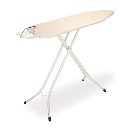 Brabantia Comfort Ironing Board with Left/Right Adjustable Steam Iron Rest | Medium (Size B) | Fairtrade Ecru Cover | Adjustable Height (27-38"), Easy Fold, Anti-Collapse Lock, Non-Slip Feet