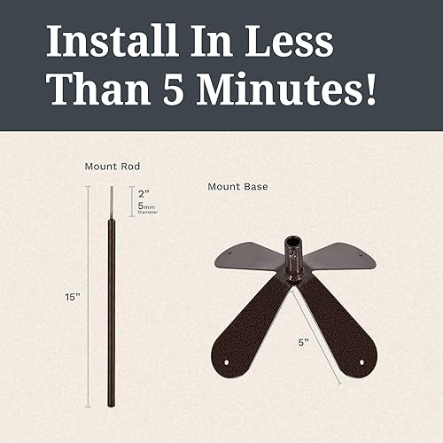 Miniatura 6 de EZ Vane - Veleta de acero para caballitos de 21 pulgadas de altura, incluye soporte de metal de 4 lados, copas de viento y soportes, hecha a mano y