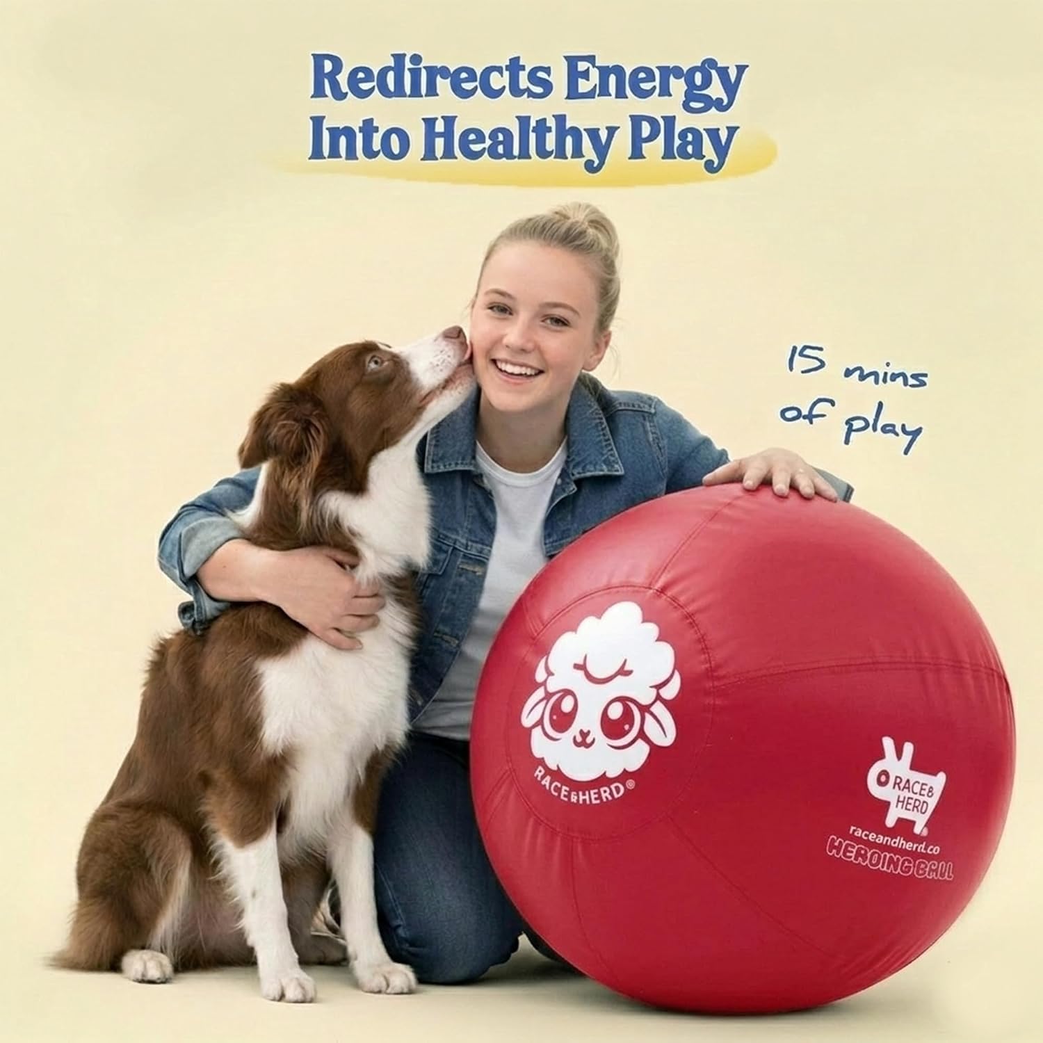 Race&Herd Balle de troupeau originale de 55,9 cm pour chiens — Balles pour | Balle de troupeau moyenne pour berger australien, Border Collie, Corgi et Blue Heeler, exercice en plein air instinct