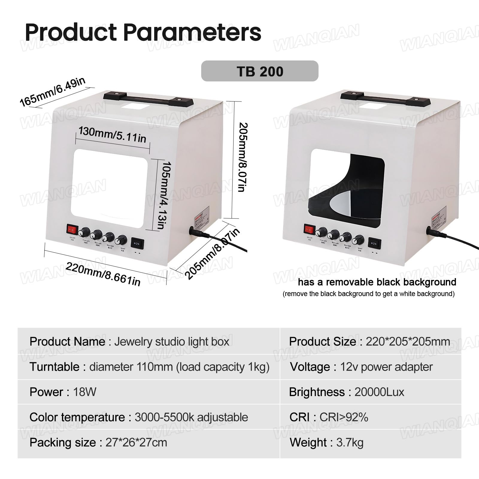 Mini Studio Foto LED z Uchwytem na Telefon TB200