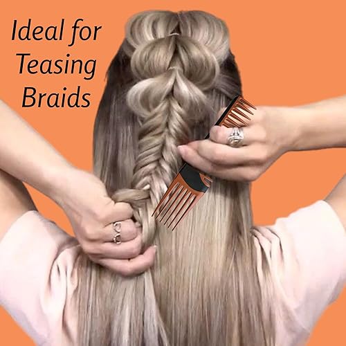 Miniatura 7 de ALAZCO Premium Duo Combo desenredante peine de levantamiento de cabello con dientes anchos para teasing rizado recto grueso húmedo ducha ondulado