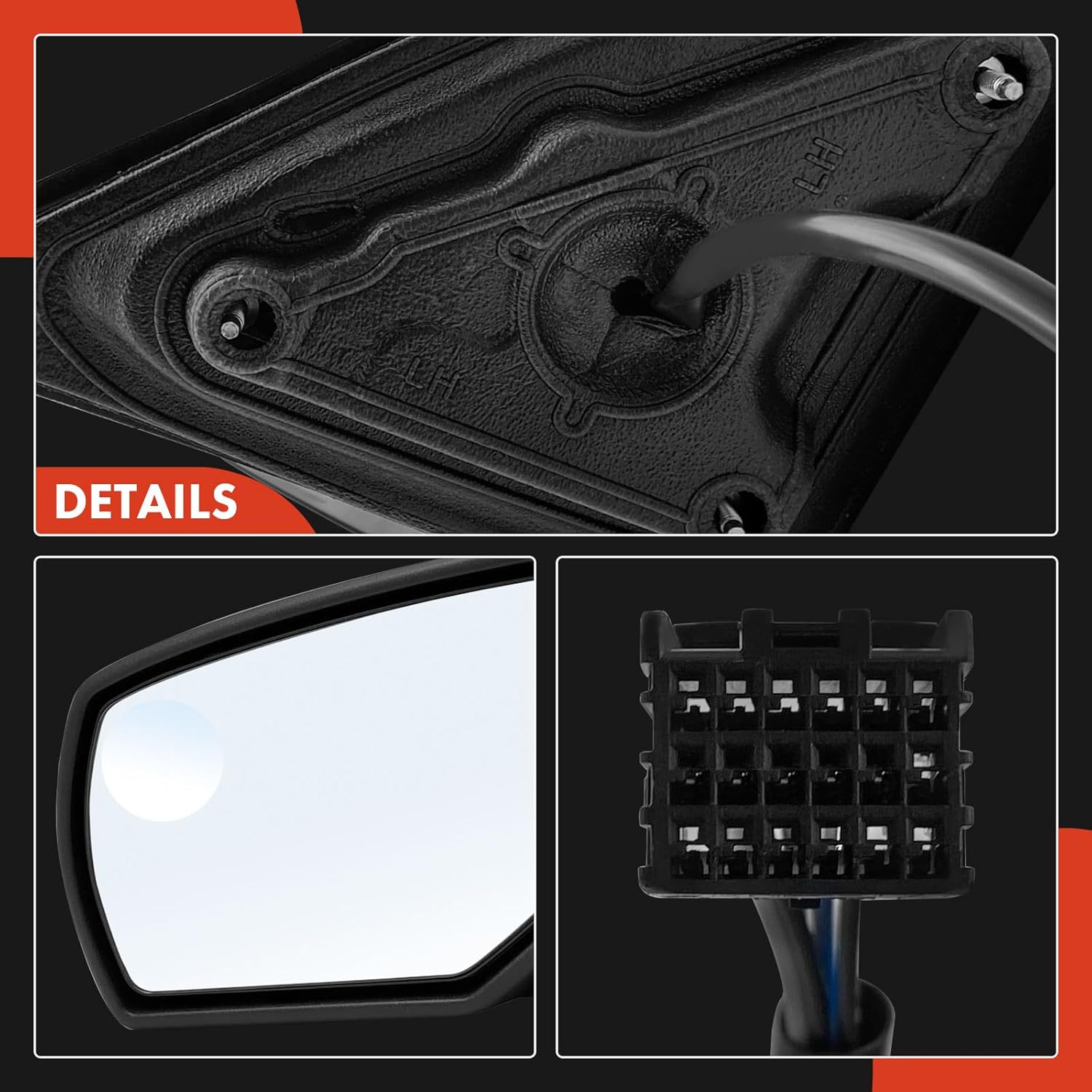 A-Premium Driver Power Side Mirror - Compatible with 2014-2019 Chevy & GMC Models - Silverado Sierra 1500 2500 3500 HD - Heated Manual Folding Black - Outside Rear View Mirror - with Blind Spot Glass