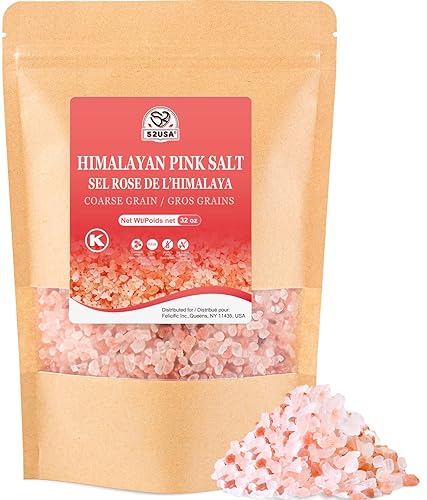 52USA Himalayan Pink Salt Coarse, Pink Himalayan Sea Salt, Coarse Grain 2 lb, Himalayan Salt, Pink Salt, Rock Salt for Grinder Refill, No Artificial