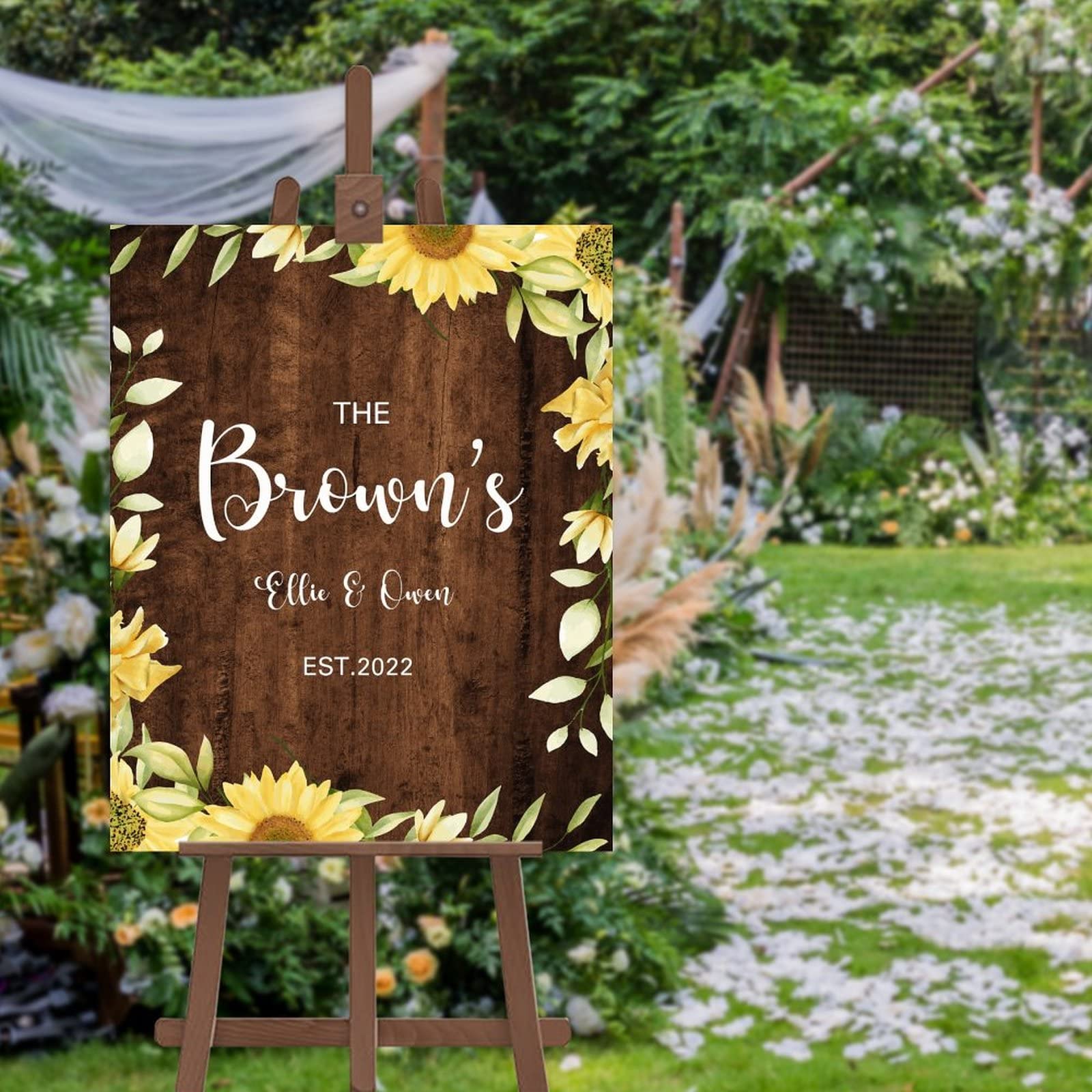 Panneau de bienvenue tournesols rustique et moderne pour mariage chic 50x75cm