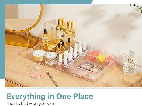 Miniatura 4 de Kootek - 9 Bandejas organizadoras de cajones de escritorio, en 4 tamaños, contenedores de plástico para guardar maquillaje, para los cajones del