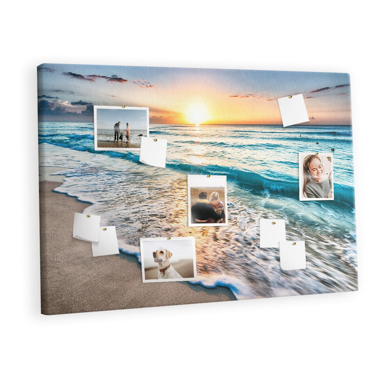 Tableau liège 120x80 horizontal décor plage de sable pour affichage mural