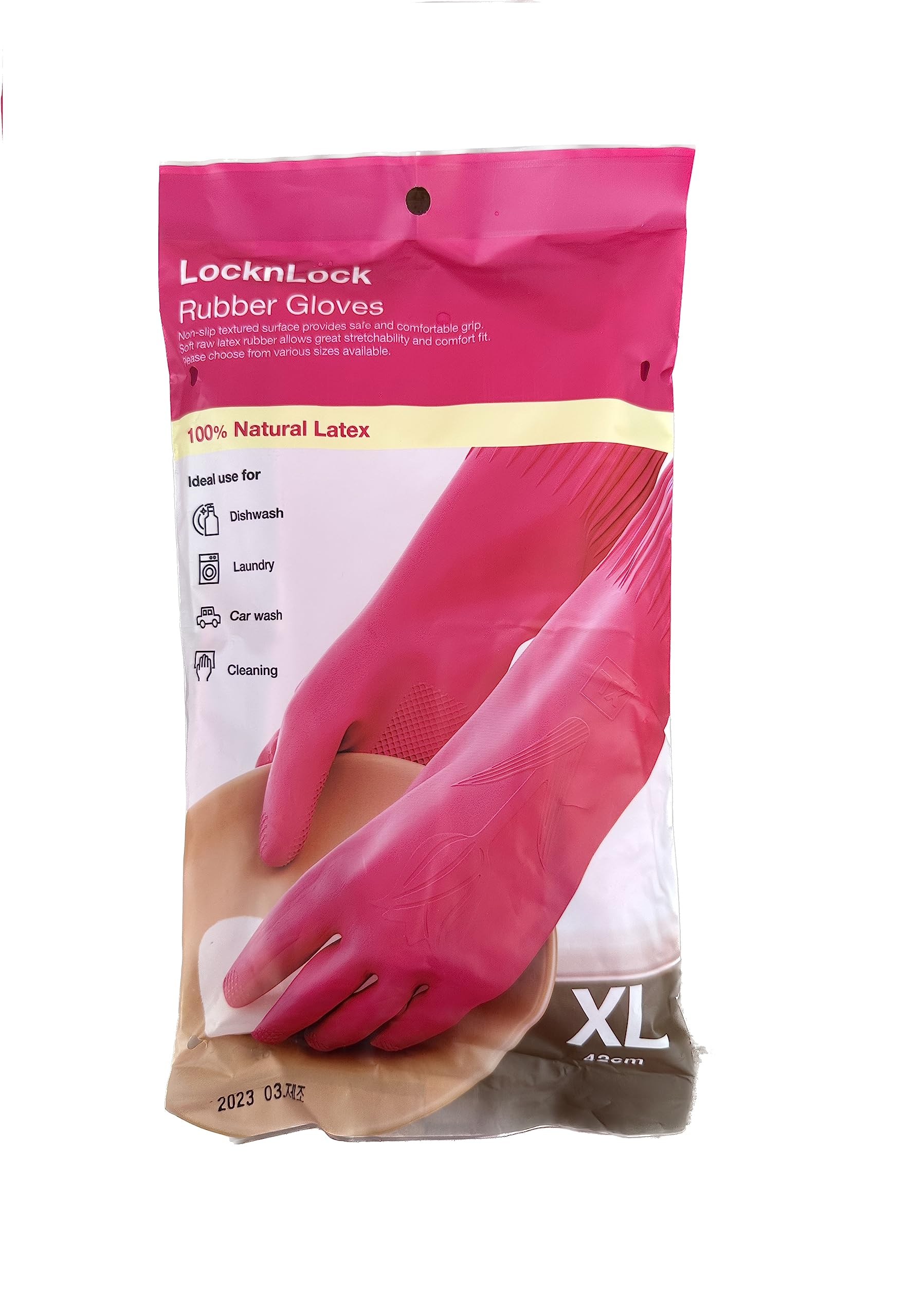 Pink Rubber Gloves XL(42cm), ETM841PIK
