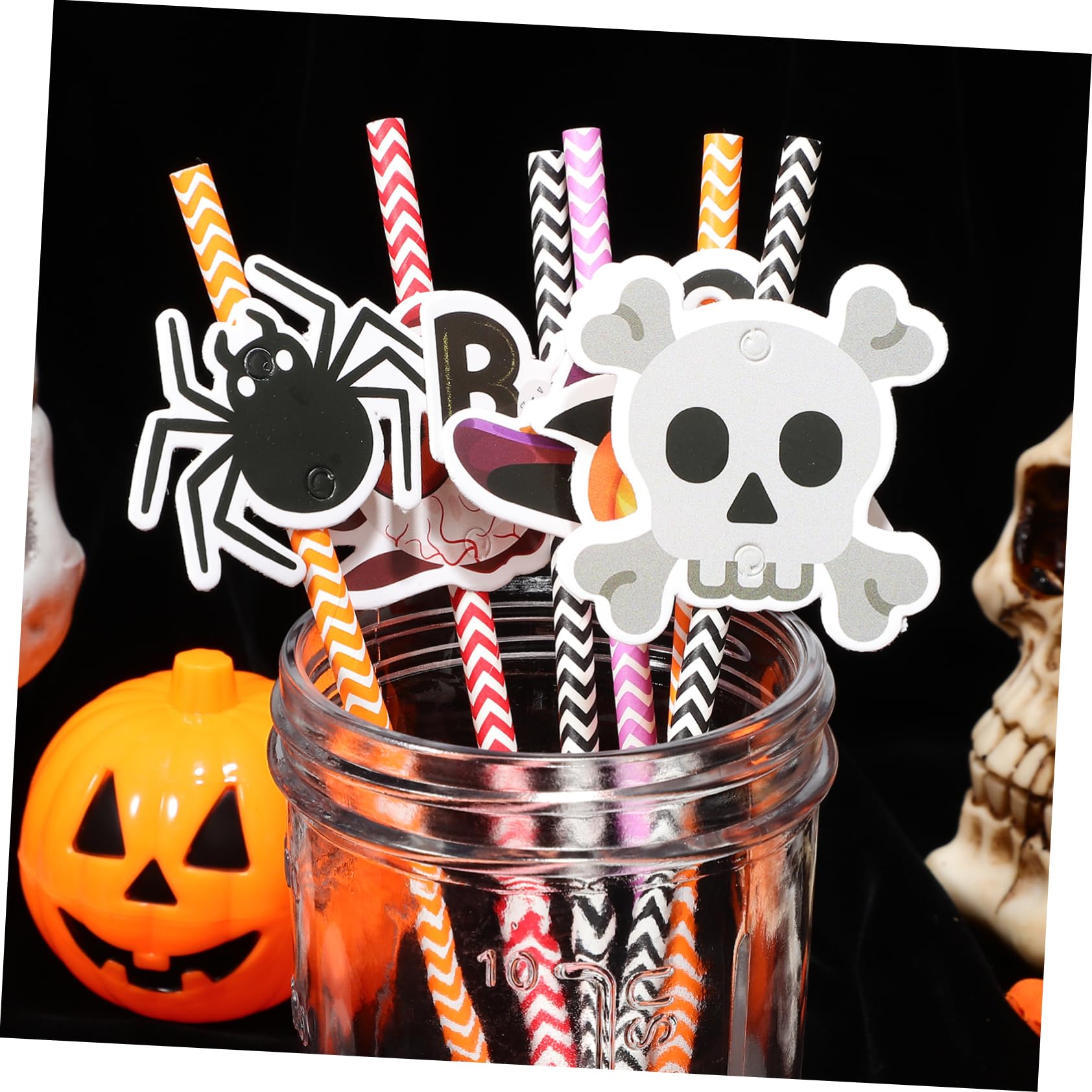 Mikinona 6confezioni Cannucce di Carta di Halloween Stampa Righe Colorata Decorazioni per Feste e Uso in Famiglia Realizzate Materiali di Carta Sicuri