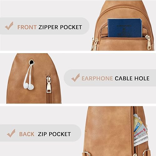 Miniatura 5 de BOSTANTEN - Bolso bandolera pequeño para mujer, bolso cruzado de cuero, riñonera, cangurera para viajes