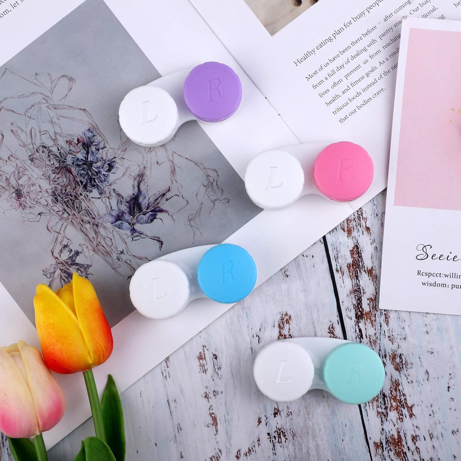 Elcoho 24 Pack Contact Lens Cases Contact Lens Holder Box Left/Right Eyes Contact Lens Container, 4 Colors … : Health & Household