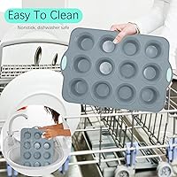 Vista 7 de To encounter 2Pack Silicone Muffin Pan with Metal Frame, 12 Cup Regular Size Cupcake Pan, Non-Stick Baking Tray, Food Grade Baking Molds for Oven