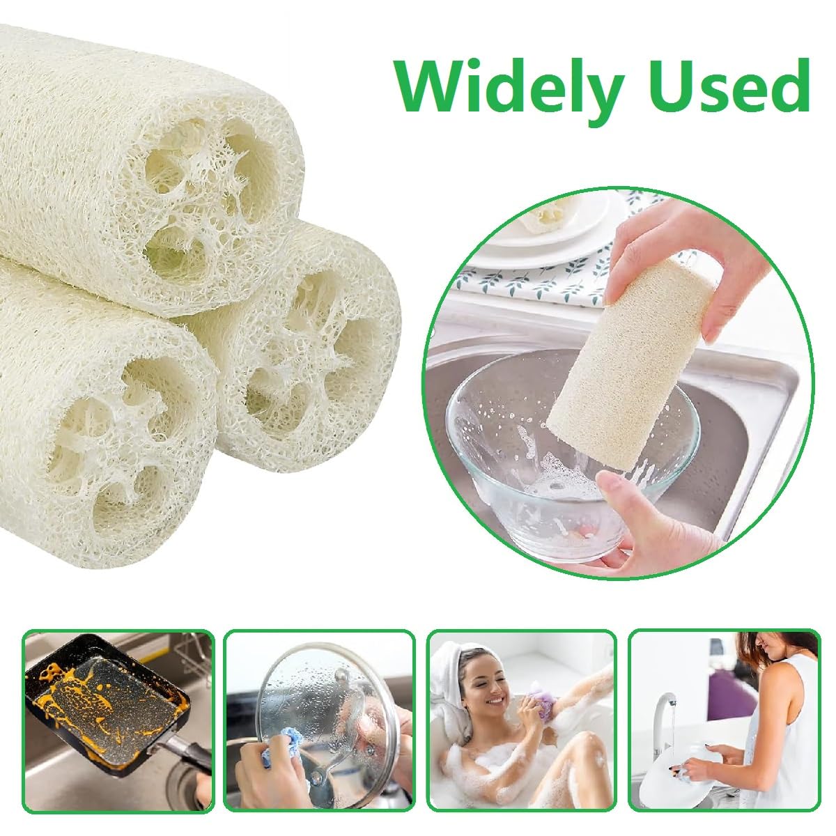 Luffa, zmywacz Loofah 6 szt. naturalna gąbka złuszczająca 10 cm do pielęgnacji ciała i usuwania martwej skóry - do łazienki, prysznica i kuchni