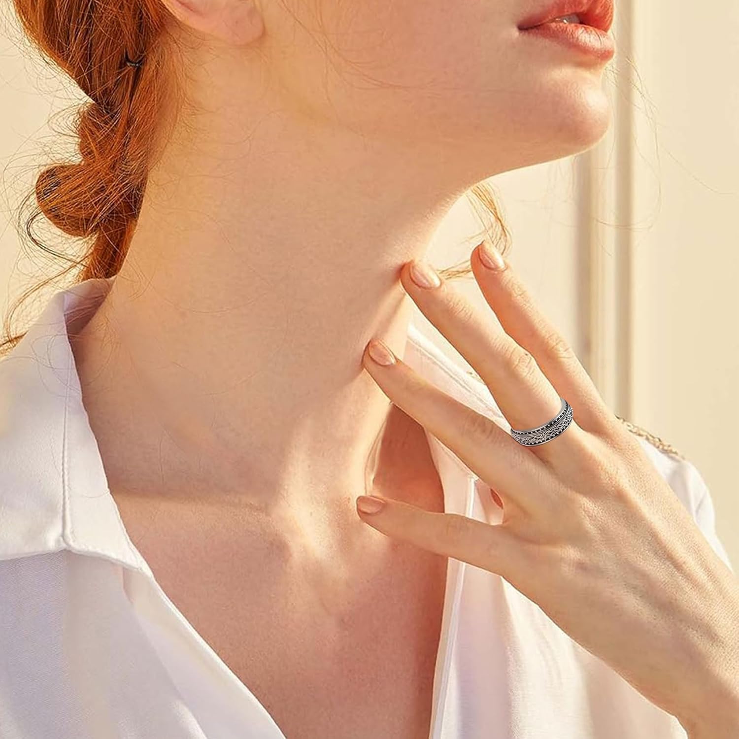 YAFEINI Celtic Knot Fidget Ring 925 Sterling Silver Irish Celtic Spinning Rings Anxiety Ring Fidget Jewelry Gifts for Women Men - Image 6