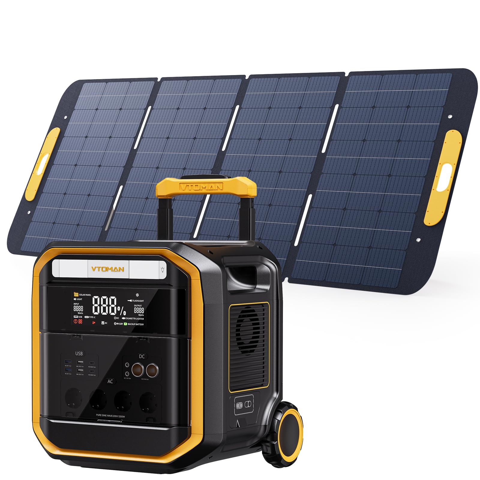 VTOMAN FlashSpeed Pro 3600 Power Station Portátil con Panel Solar de 400W | Estación de Energía, LiFePO4 Batería, 3096Wh Capacidad Ampliable a 6192Wh, Carga Rápida al 100% en 2 Hrs, Acampadas, Apagones