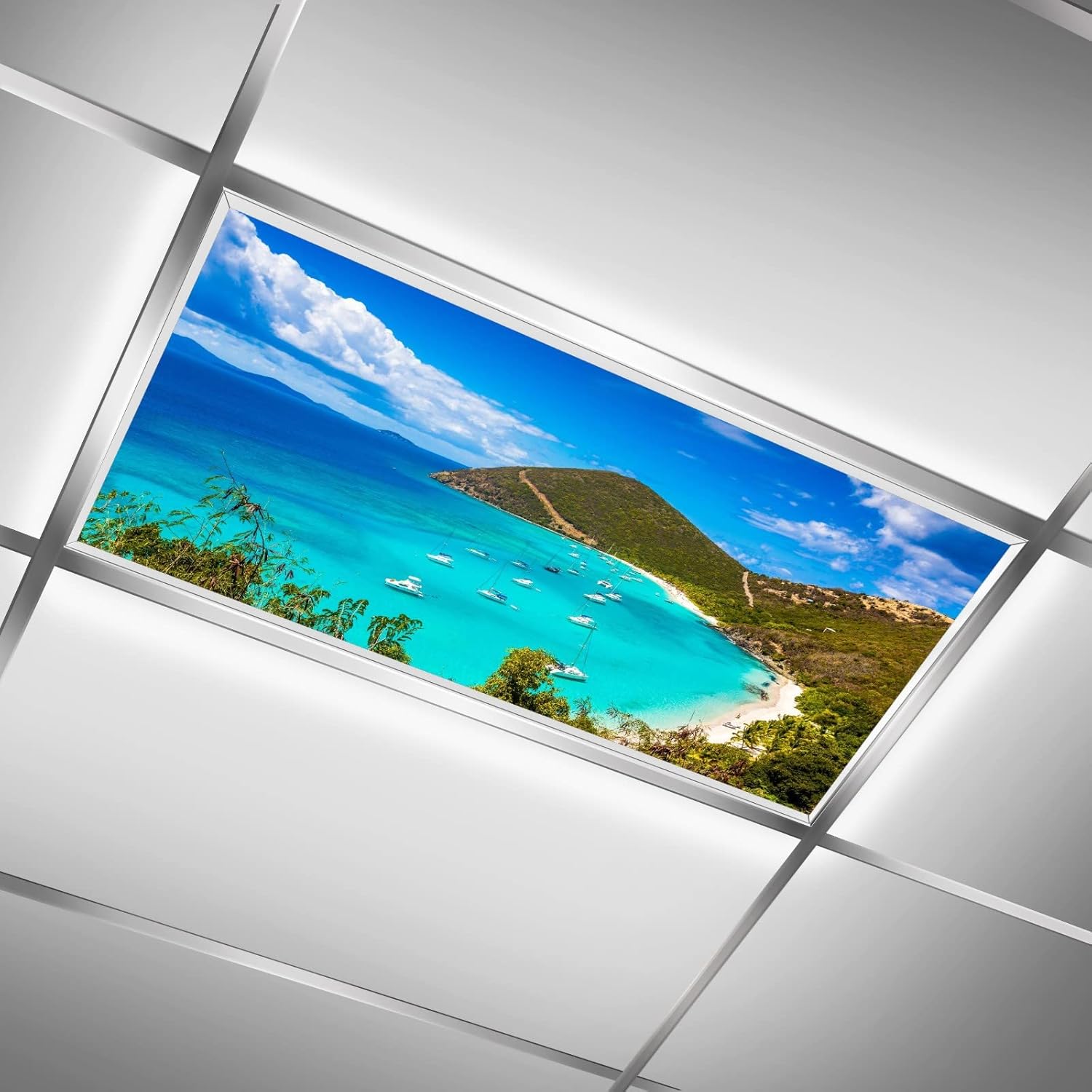 MSINMKOK Blue Sea Seashore Fluorescent Light Covers 48 Long 2x4ft Ocean