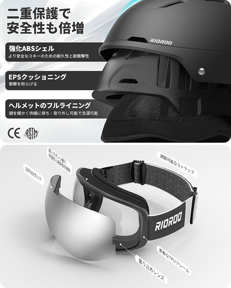 スノーボード、ブーツ、ヘルメット、ゴーグル Amazon | スキースノーヘルメットとゴーグルシールドが統合され
