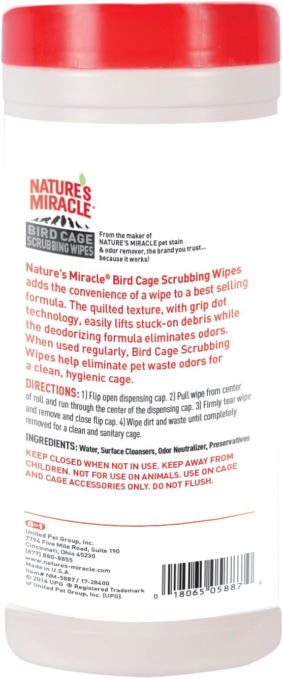 Nature's Miracle 30 Count Bird Cage Scrubbing Wipes