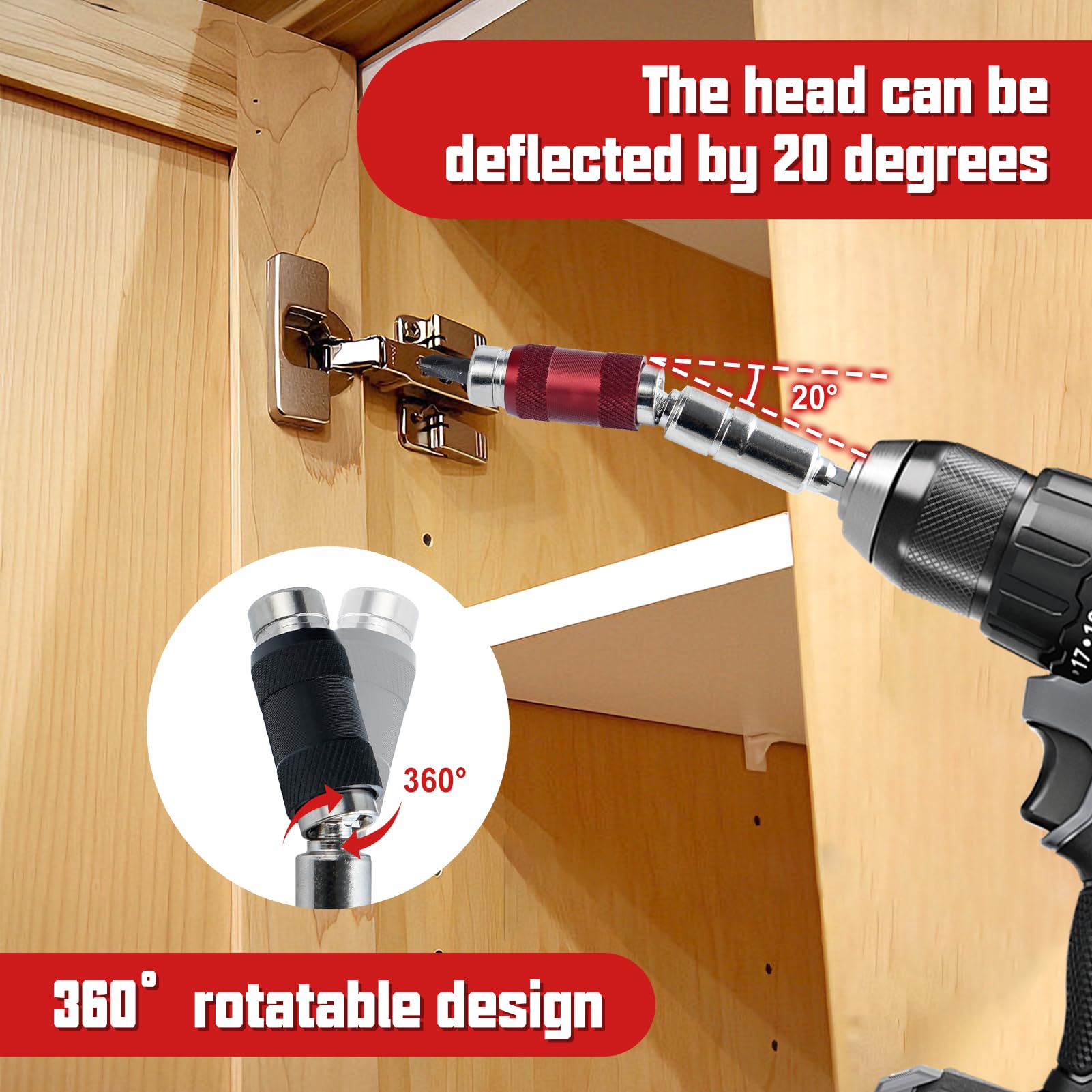 LEONTOOL 2 Pack Pivoting Bit Tip Holder Magnetic Screw Drill Tip - Image 3