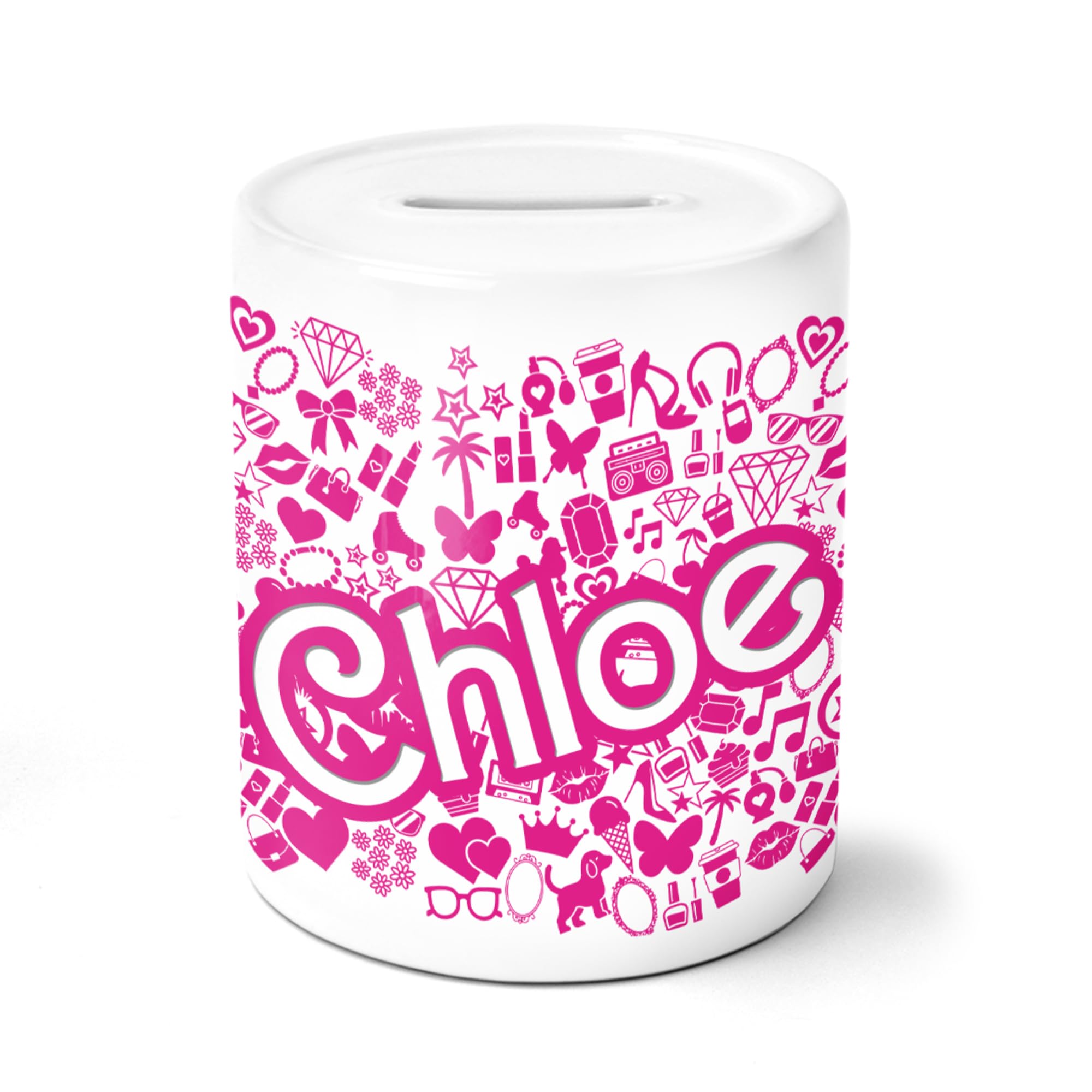 Print Maniacs Girls Pink Personalised Ceramic Money Box Doll For And Women Lets Go Party Merchandise Princess Dream Collection Theme Bride Lip Stick Birthday Diamonds
