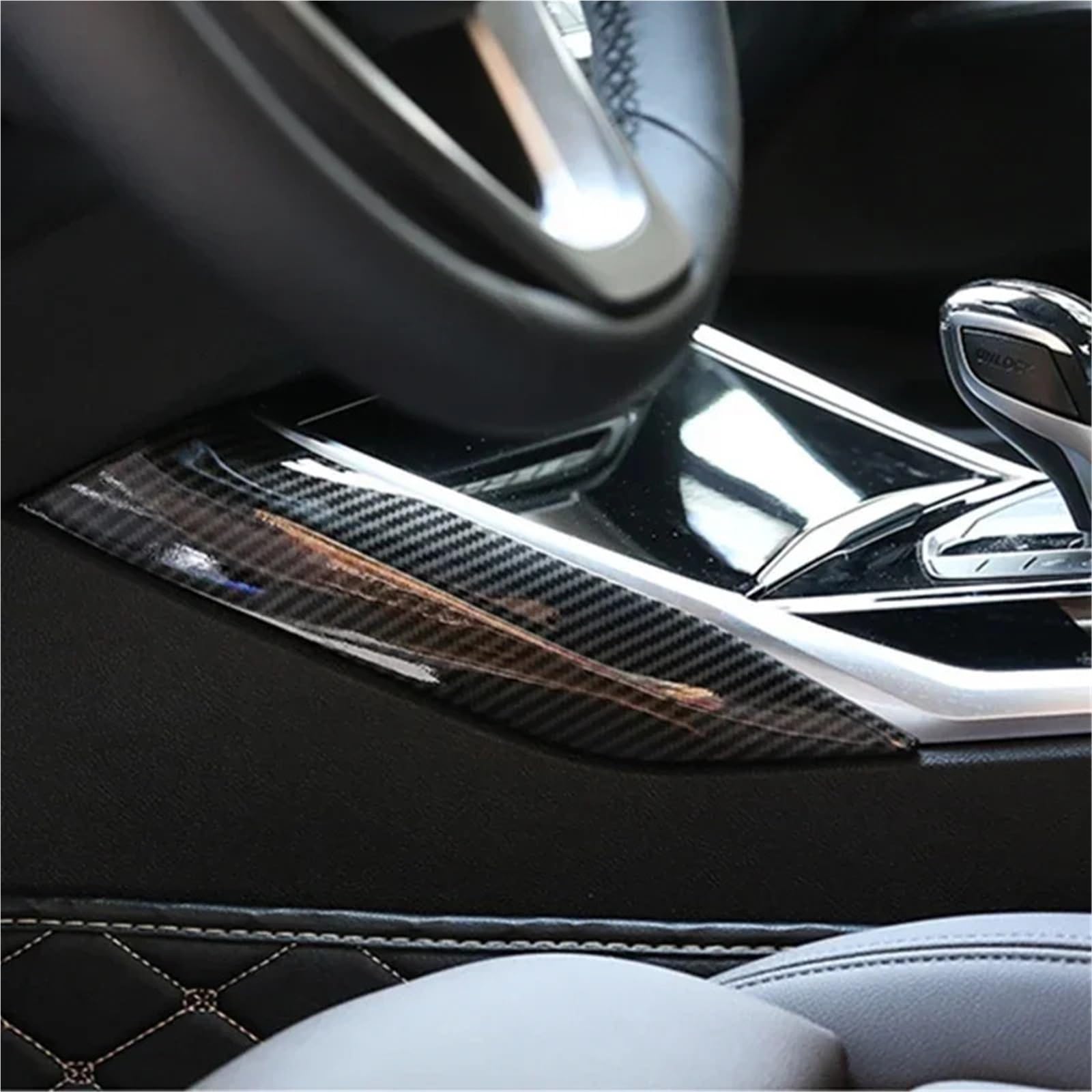 Folia na panel‌ Okleina skrzynia biegów‌ Pasuje do BMW serii 3 G20 G28 2020 2 sztuki/zestaw samochodowa konsola środkowa pasek boczny osłona akcesoria ABS włókno węglowe chrom(Silver)
