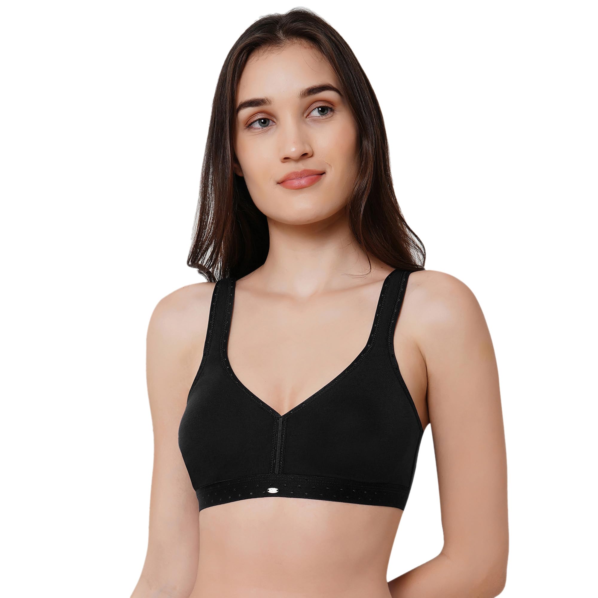 SOIE Women Non Padded Non-Wired Full Coverage Stretch Cotton T-Shirt Bra
