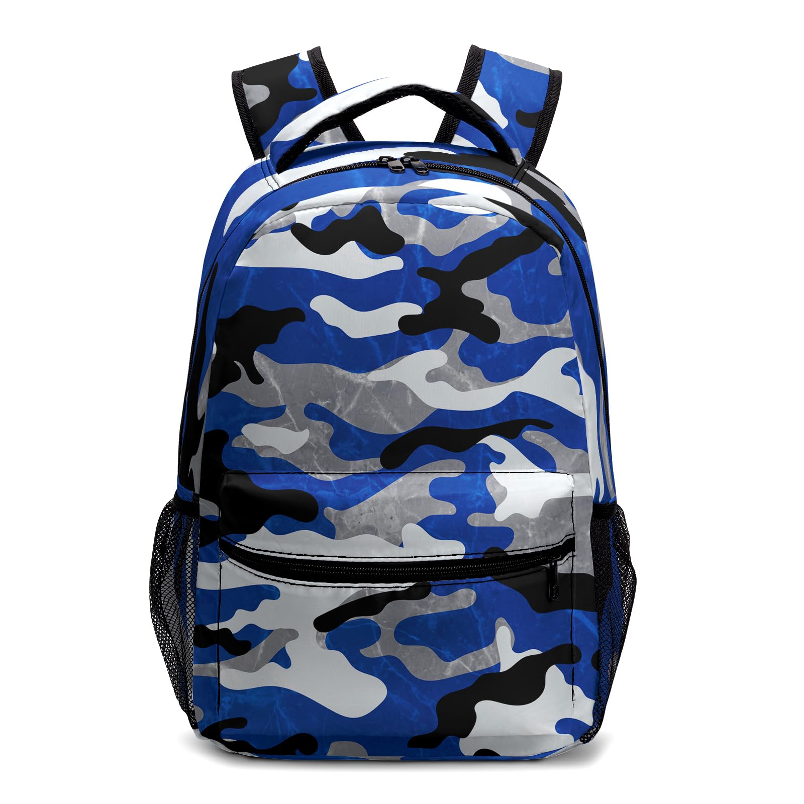 Kwlegh Camo Blue Kids Backpack for Boys Cool Camouflage Prints School Bookbag Elementary Primary Middle Schoolbag Preschool Kindergarten Lightweight