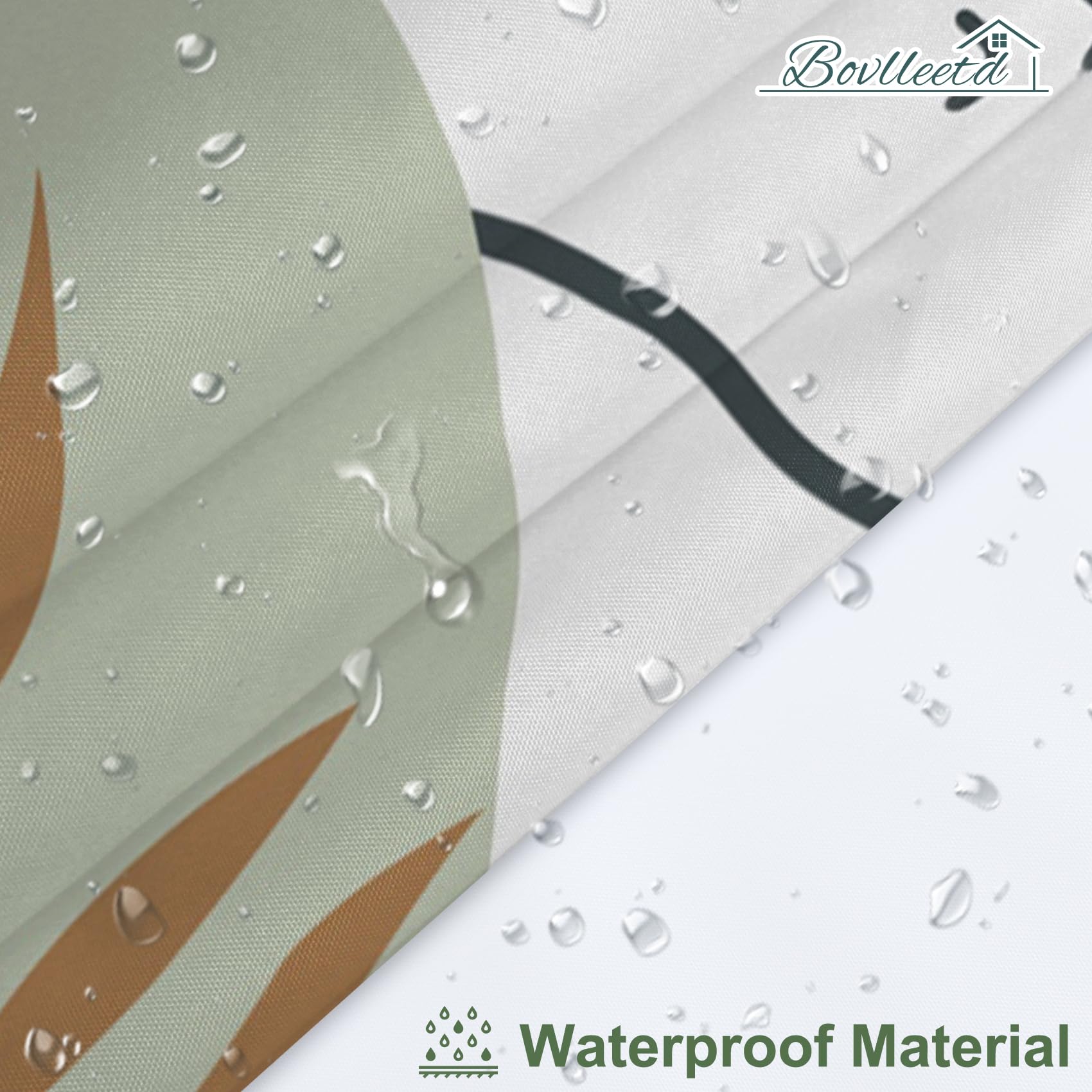 Pianta Astratta Tenda da Doccia 180x200cm Boho Foglie di Palma e Monstera Mid-Century e Stile Tropicale Impermeabile Lavabile in Poliestere Tende da Bagno con 12 Ganci per Vasca da Bagno