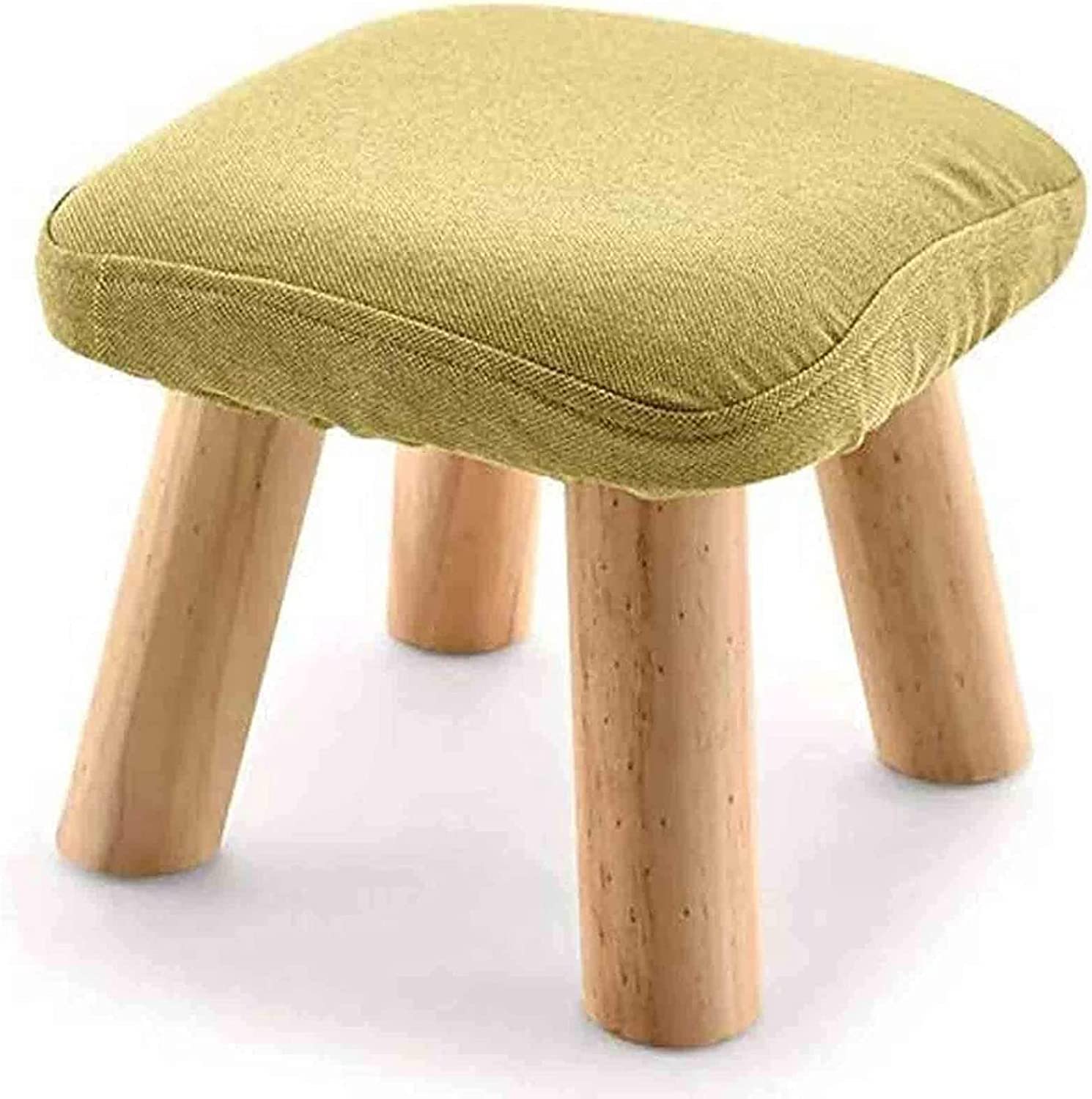Repose-pieds doux tabouret bas tissu lin pouf salon déco intérieur